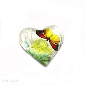 Professional manufacturer good gift heart shape glass fridge magnet