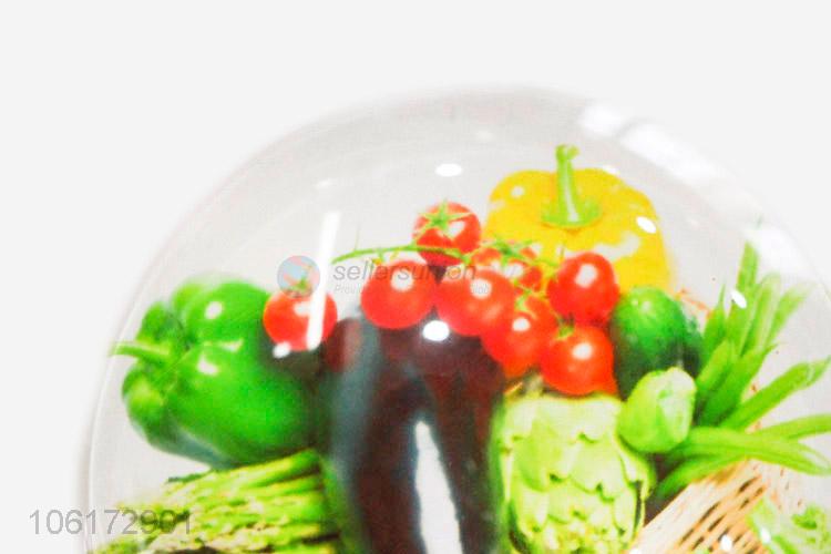 Bottom price vegetables pattern round glass fridge magnet