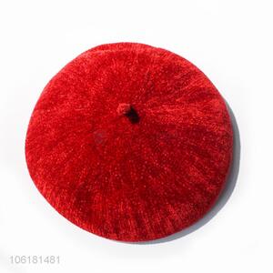 Wholesale New Red Chenille Beret Hats Caps For Woman