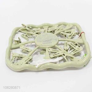 Hot sale plastic clothes hanger with clips for clothes drying rack