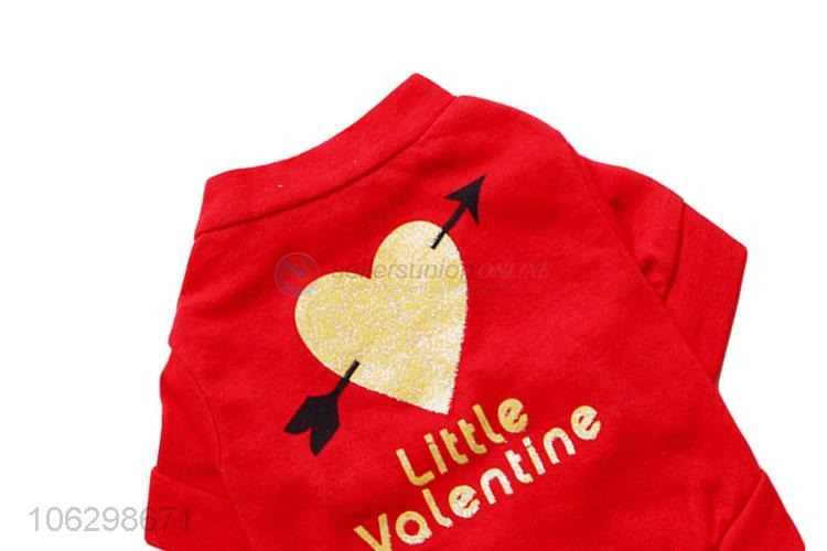 Factory Price Red Pet Clothes With Sweet Printing