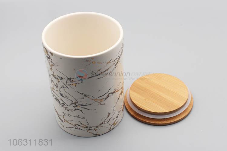 OEM factory marble grain round porcelain storage jar