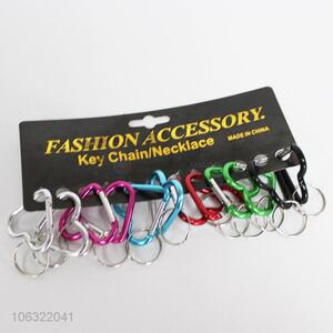 Hiking supplies 12pcs aluminum alloy carabiner with keyring