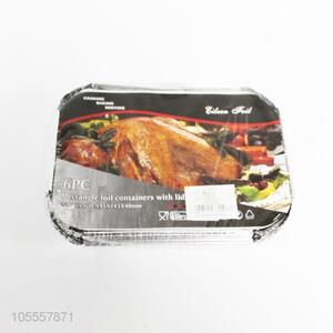 Wholesale 6 Pieces Rectangle <em>Foil</em> <em>Containers</em> With Lid