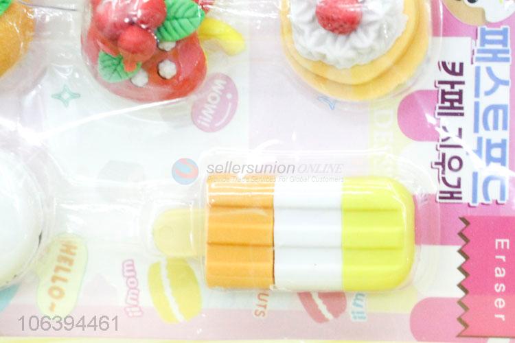 Latest style lovely kids stationery colorful 3D cartoon erasers