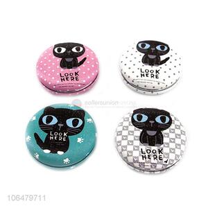 Cute Cat Pattern Round Makeup Mirror Foldable Pocket Mirror