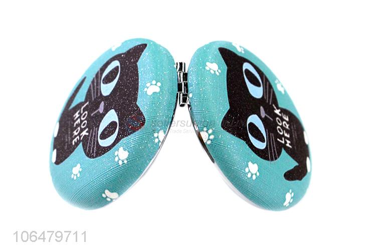 Cute Cat Pattern Round Makeup Mirror Foldable Pocket Mirror