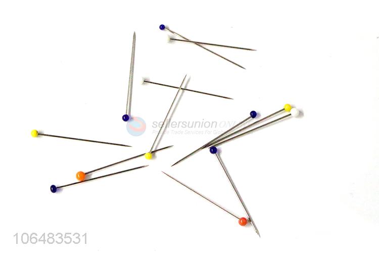 Promotional colorful round head straight pins dressmaking pearl sewing needle