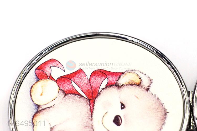 Contracted Design Cartoon Dog Pu Round Girl Travel Makeup Pocket Mirror