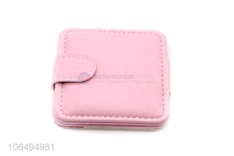 Custom Squared Shape Pu Leather Makeup Pocket Mirror