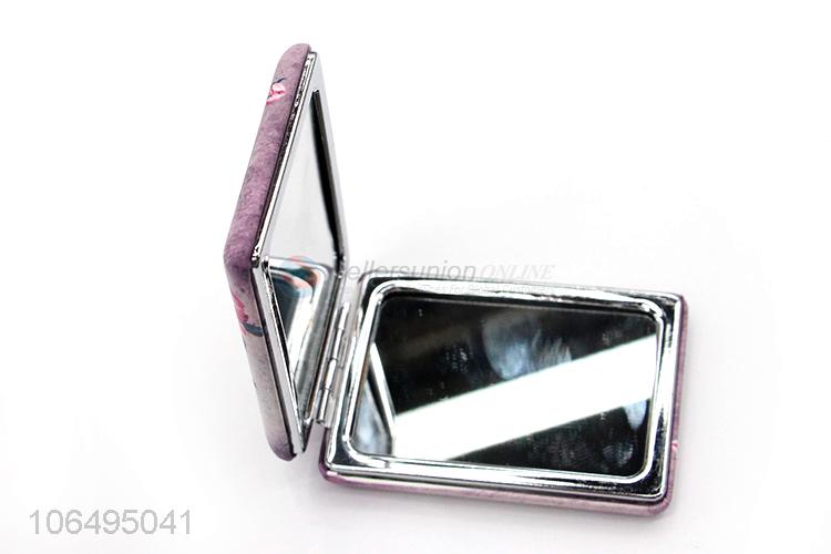 Custom Foldable Square Pu Leather Pocket Mirror Compact Makeup Mirror