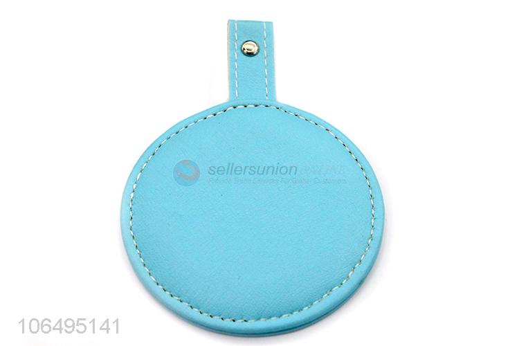 Promotional Foldable Round Shaped Pu Leather Makeup Mirror