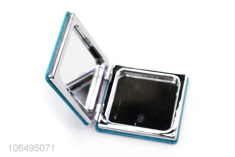 Wholesale Girls Square Folding Flexible Decorative Pu Leather Compact Makeup Pocket Mirror