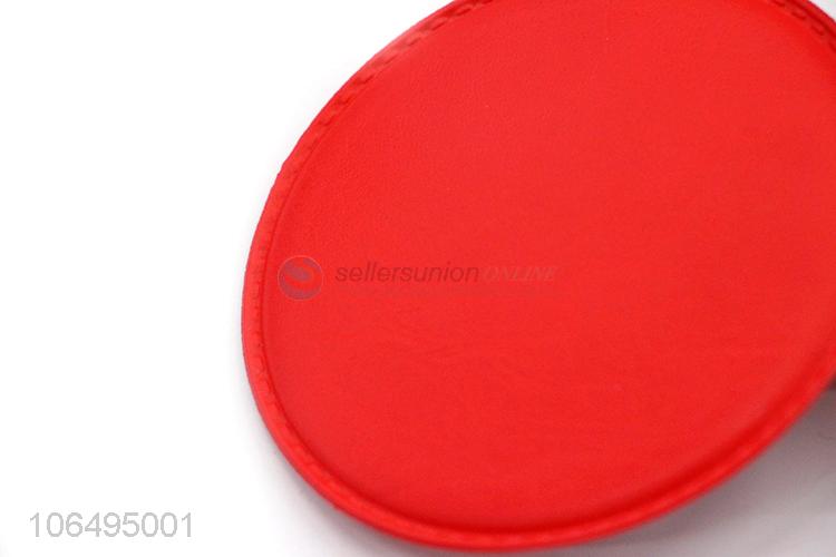 New Item Cheap Pu Leather Red Round Pocket Makeup Mirror