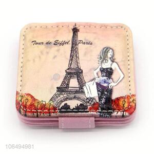 Custom Squared Shape Pu Leather Makeup Pocket Mirror