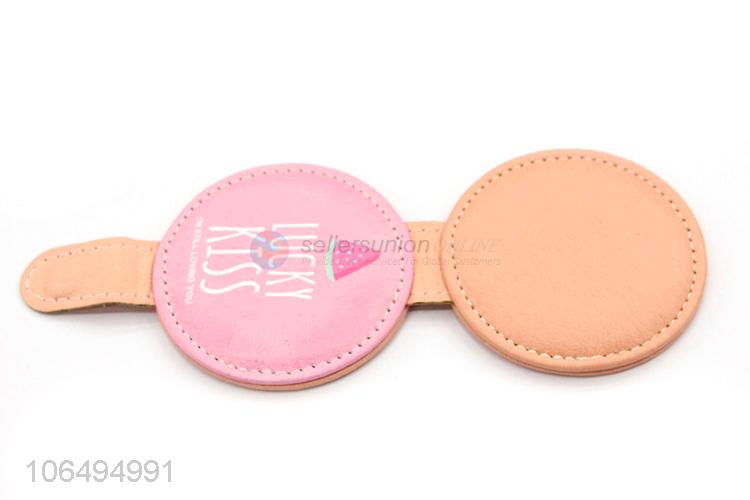 Customized Round Travel Pocket Mirror Pu Cover Makeup Mirror