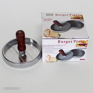 Hot Sale Wooden Handle Non-Stick Aluminum Burger Press