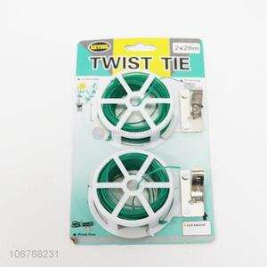 Promotional 20m*2 plastic coated metal wire twist tie for garden