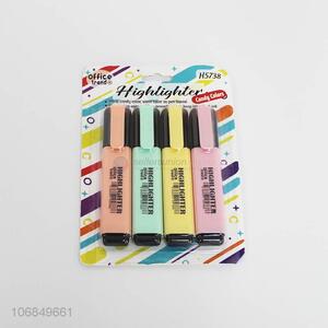 Custom logo 4pcs plastic highlither fluorescent marker pen