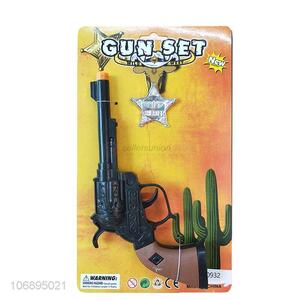 Good Quality Black Cowboy Gun And Police Badge Set