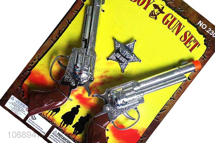 Hot Sale Double Plating Cowboy Gun And Police Badge Set