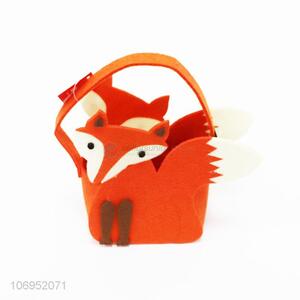 Wholesale popular cartoon fox shape felt basket candy basket