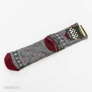 Promotional popular men winter jacquard crew socks