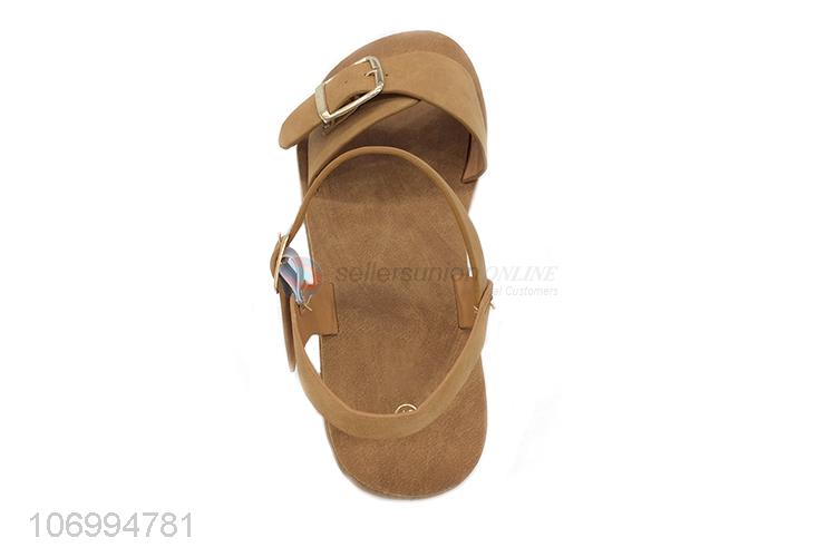 Excellent quality ladies summer pu leather sandal with buckle