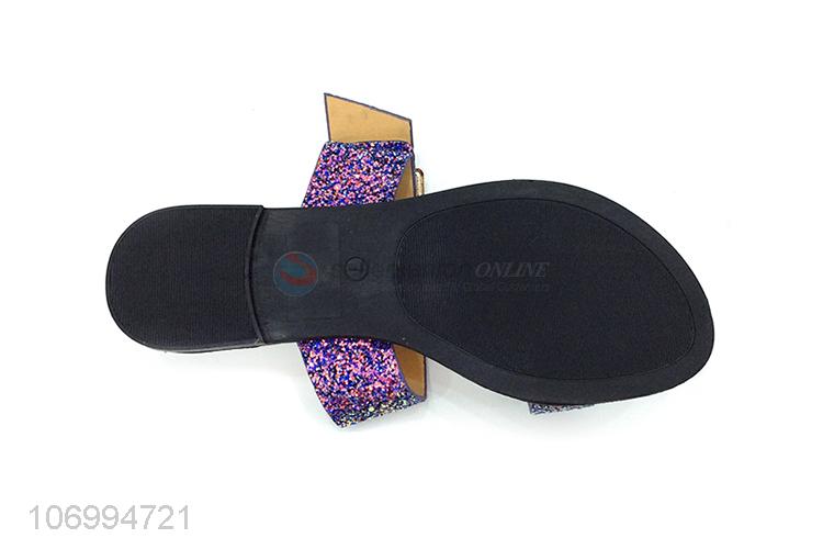 Credible quality ladies summer outdoor colorful glitter slippers