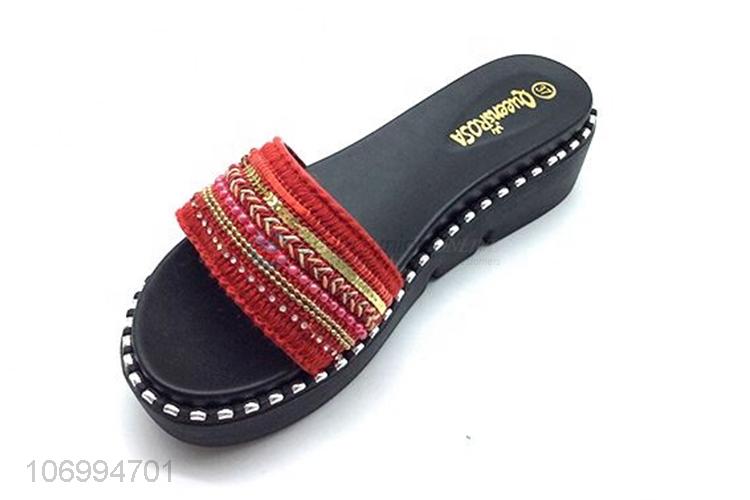 Best sale ladies summer outdoor weaving platform slippers