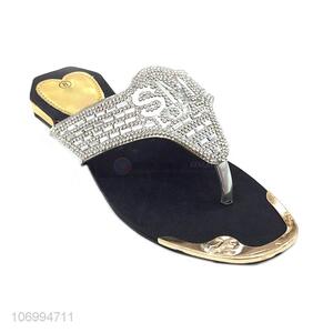 Hot products exquisite clear rhinestones thong slippers for women