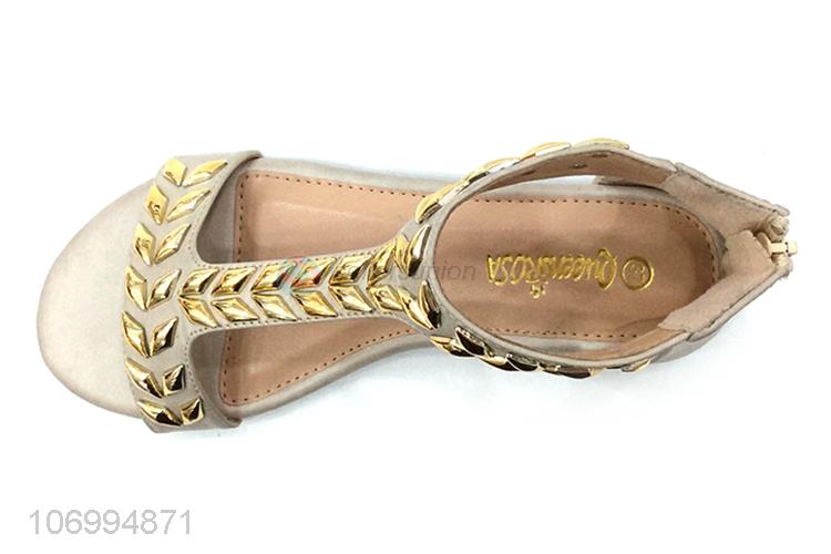 Best quality summer fashion pu leather sandal flat shoes