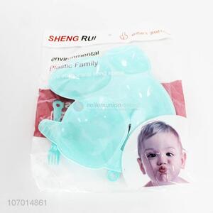 New design cute plane shape plastic dinner plate set for baby