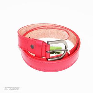 Customized logo red stitched women pu material belt