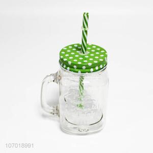 Hot Selling Glass Drinking Jars Water Bottles With Straw