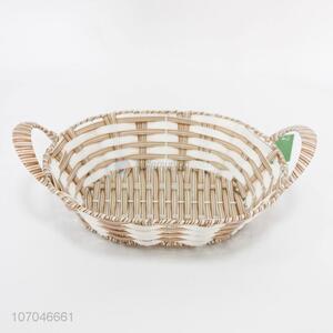 Promotional high-grade home plastic wicker rattan basket bread fruit basket