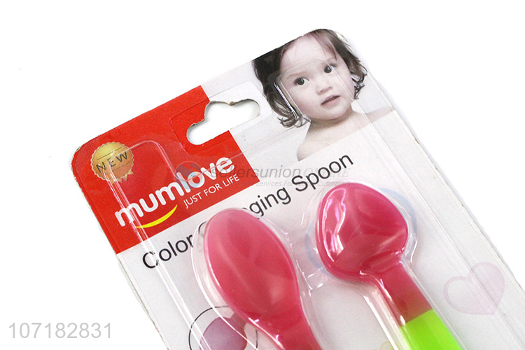 New Product Colorful Silicone Baby Training Spoon Newborn Baby Spoon