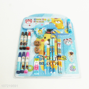 China factory kids stationery set cartoon wooden pencil set