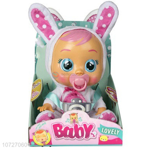 Promotional products 14 inch vinyl pacifier baby doll crying baby dolls with found sound