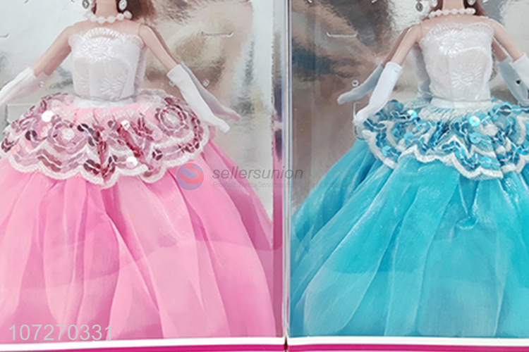 Good quality 11.5 inch solid body princess doll elegant wedding dress doll