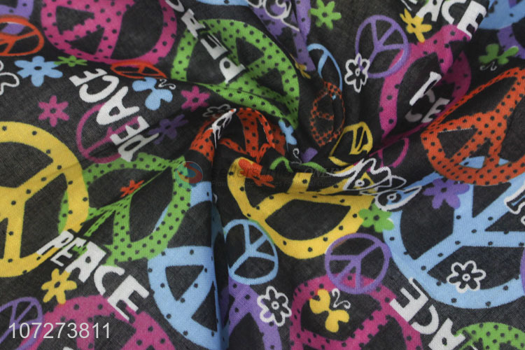 Best sale popular 100% cotton bandanas peace symbol printed square necklace