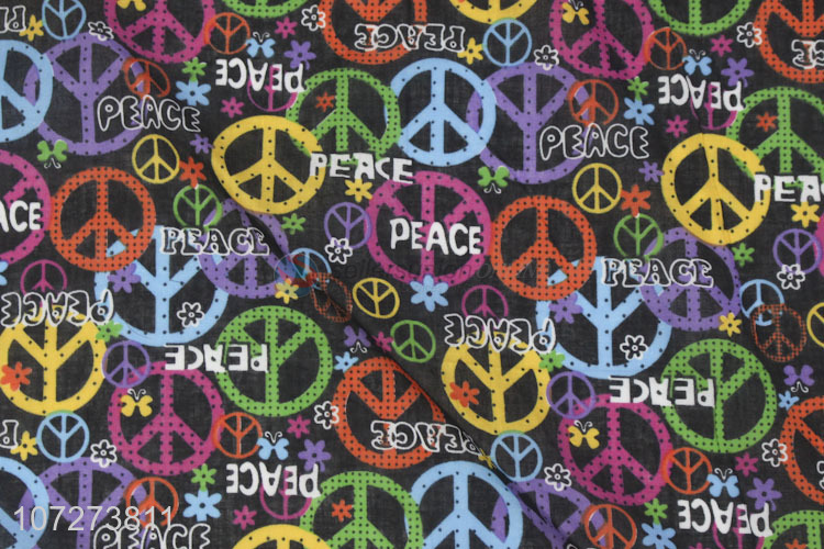 Best sale popular 100% cotton bandanas peace symbol printed square necklace