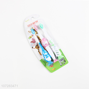 Recent design cartoon animal shape handle children toothbrush set