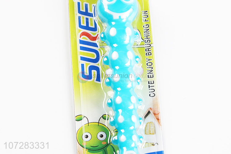 Wholesale price cartoon caterpillar handle kids plastic toothbrush