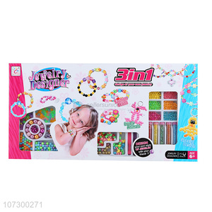 New Kids Craft Kits For Girls Plastic Beads Toys Making Diy Jewelry Set