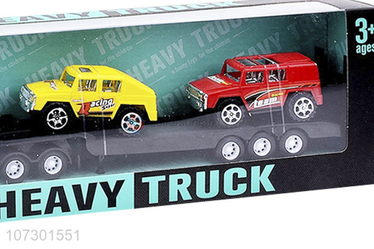 Hot Sale Inertial Heavy Trailer Friction Truck Toy With Two Cars For Kids