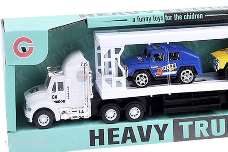 New Style Plastic Inertial Heavy Trailer Toy Truck Carrying Two Cars