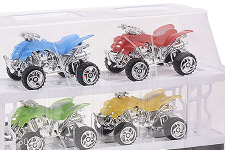 Super Quality Plastic Inertia Heavy Trailer Truck Toys Set Carrying 4Pcs Motorcycles