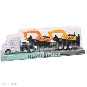 Premium Quality Inertial Heavy Trailer Truck Toy Carrying Two Excavator