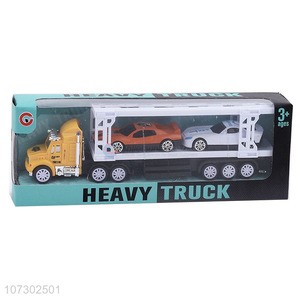 New Style Plastic Inertial Heavy Trailer Toy Truck Carrying 2Pcs Cars Set